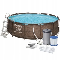 Bestway 5618P BW Каркасный бассейн Steel Pro 366х122см "Ротанг", 10250л, фил.-насос 2006л/ч, лестн., тент, подст. Bestway 5618P BW Каркасный бассейн Steel Pro 366х122см "Ротанг", 10250л, фил.-насос 2006л/ч, лестн., тент, подст.